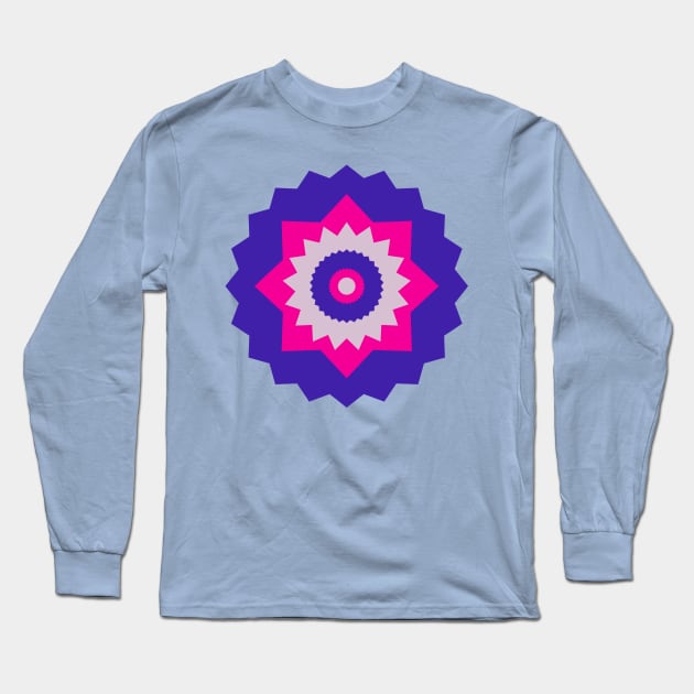 Boho Abstract Bright Pink and Blue Flower Long Sleeve T-Shirt by The Friendly Introverts